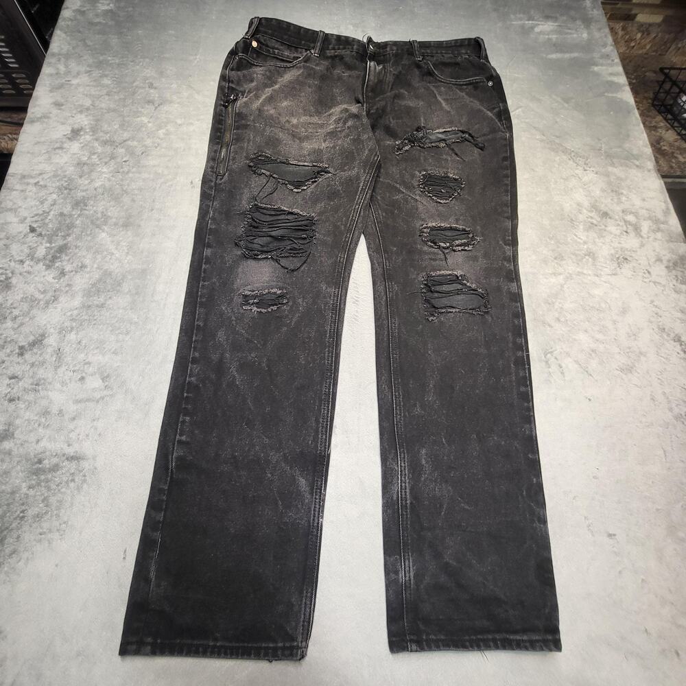 Jordan Craig Jeans Mens 38x32 Black Straight Regular Distressed Charcoal Wash